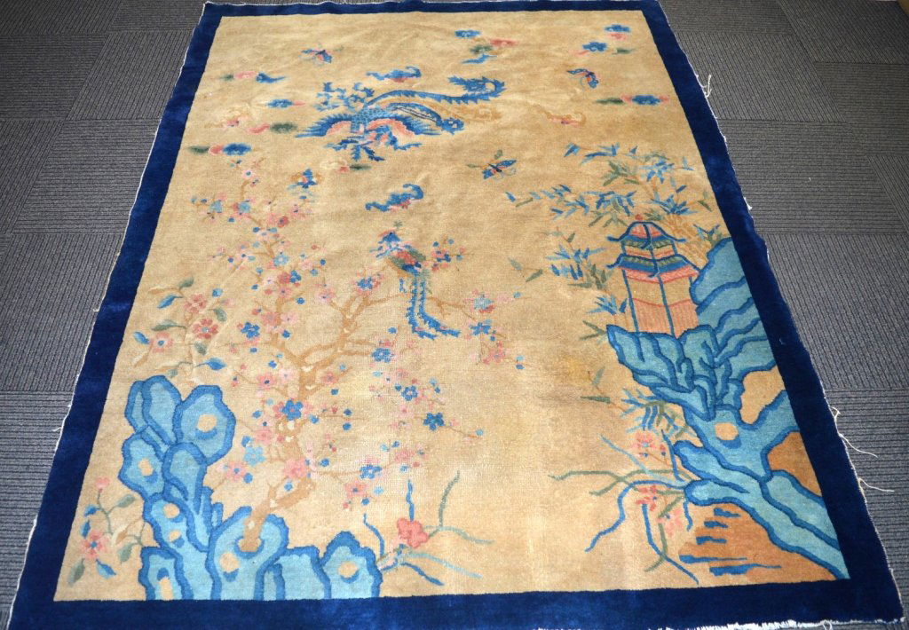 Chinese Wood Carpet with Phoenix and a Pavillion (1 of 7)