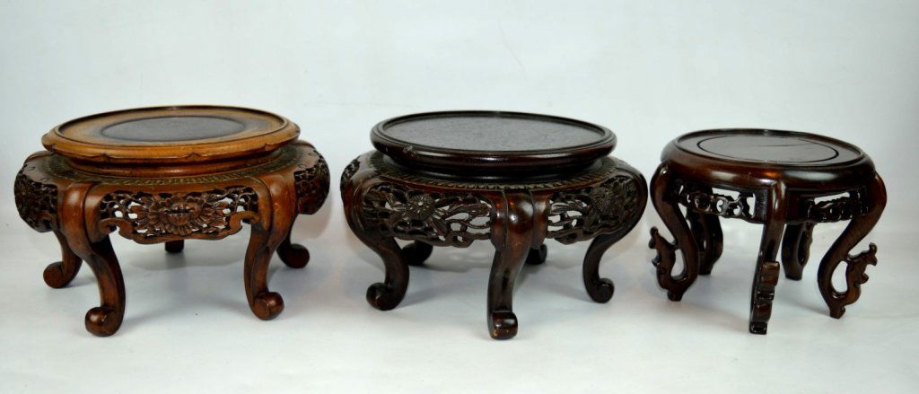 3 - Antique Chinese Hardwood Stands with 5 Legs (1 of 10)