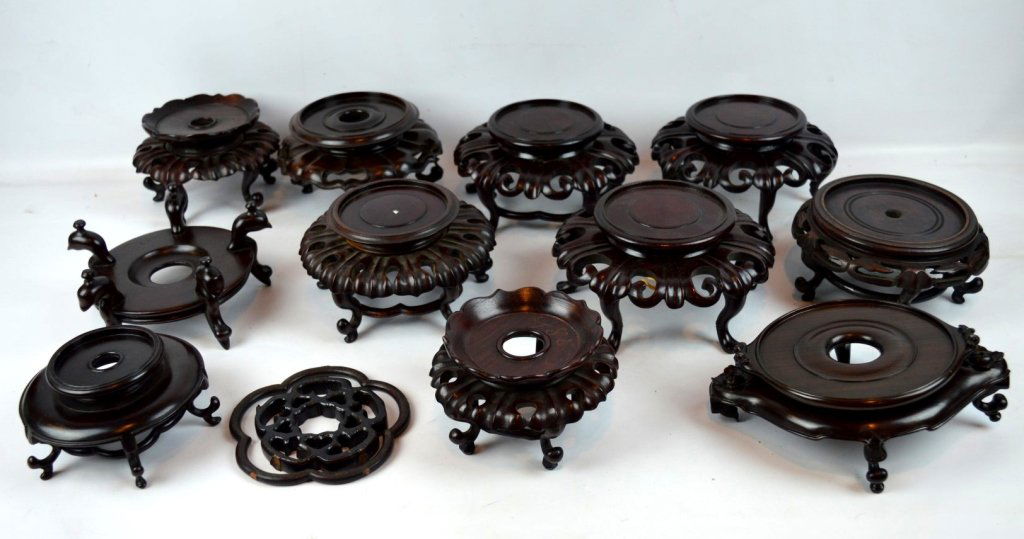 11 - Antique Chinese Hardwood Footed Stands (1 of 10)
