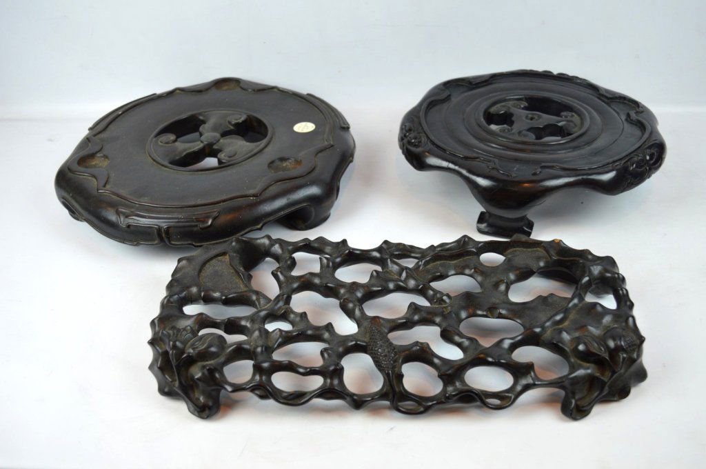 3 - Large Antique Chinese Carved Hardwood Stands (1 of 10)