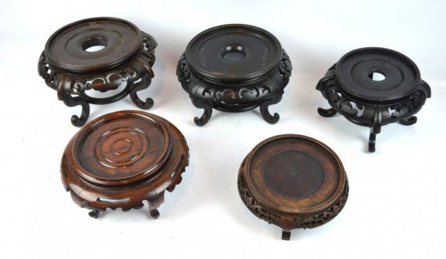 5 - Footed Chinese Hardwood Stands (2 a Pair) (1 of 6)