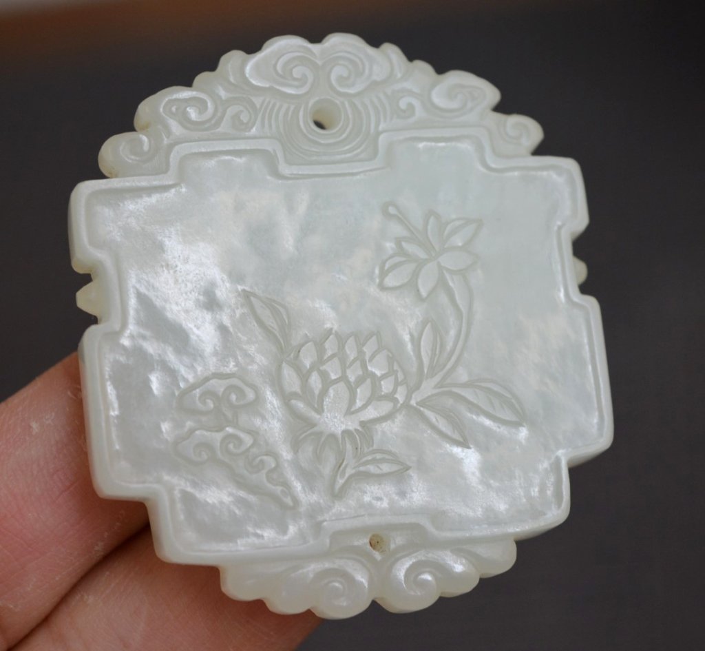 Fine Chinese Carved White Jade Plaque (1 of 8)