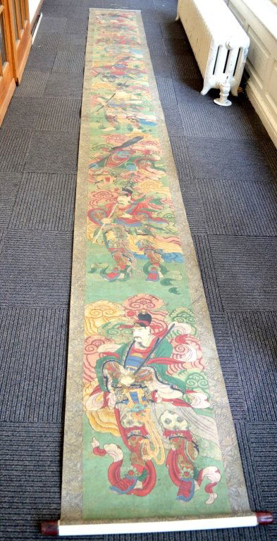 18/19th C Long Chinese Taoist Water-Gods Scroll (1 of 10)