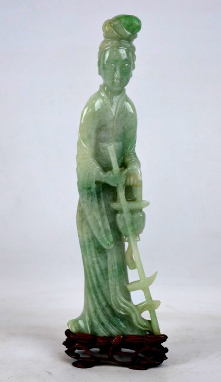 Chinese Translucent Natural Jadeite Magu Sculpture (1 of 8)