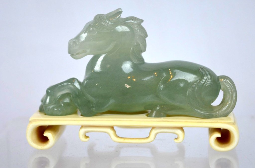 Late Qing Chinese Very Translucent Jadeite Horse (1 of 8)