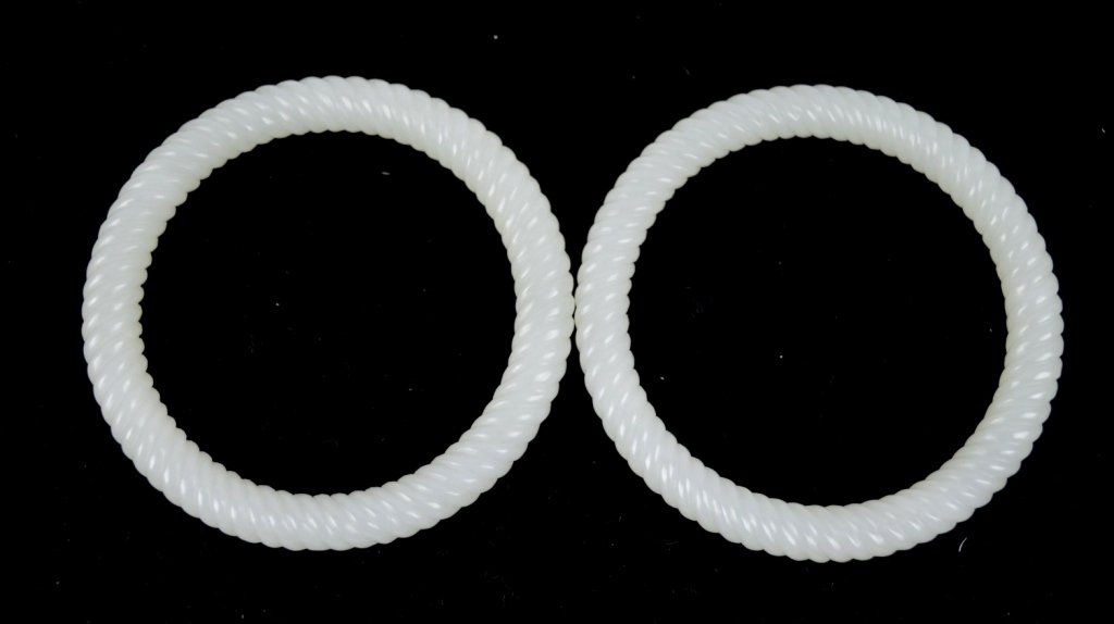 Fine Pair Antique Chinese White Jade Twist Bangles (1 of 8)