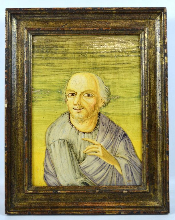 15th/16thC Italian Faenza Ceramic Tile of St. John (1 of 7)