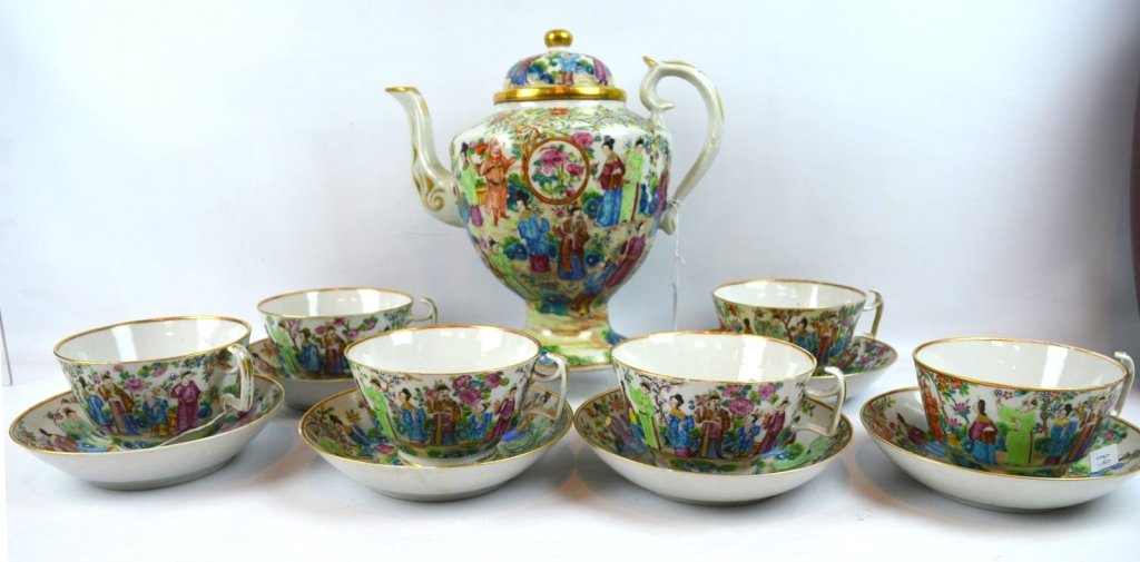 Early 19th C Chinese Rose Mandarin Part Tea Set (1 of 10)