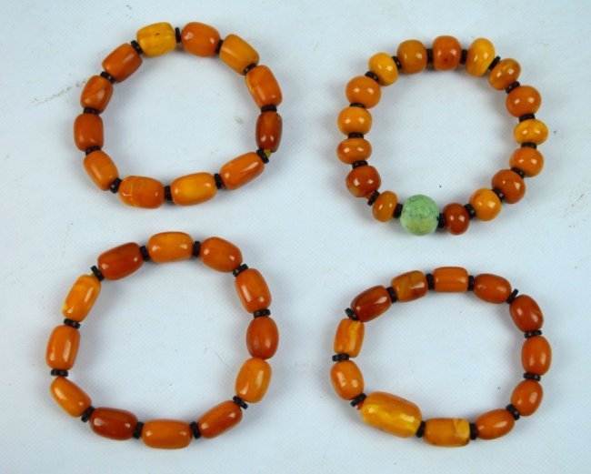 4 - Butterscotch Amber Bead Bracelets; 66.5 Grams (1 of 7)