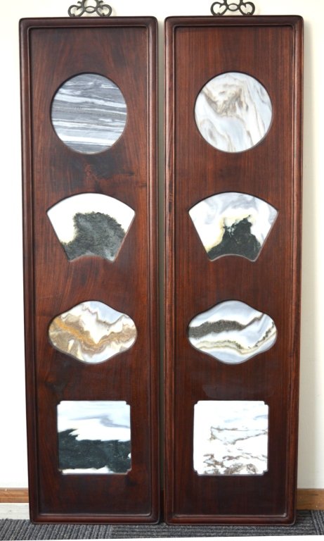Pair Old 4-Dali Stone Panels in Hardwood Frames (1 of 9)