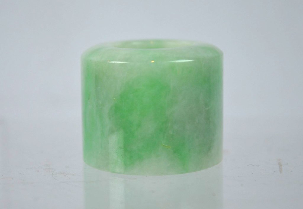 19th C Chinese Apple Green Jadeite Archer's Ring (1 of 5)