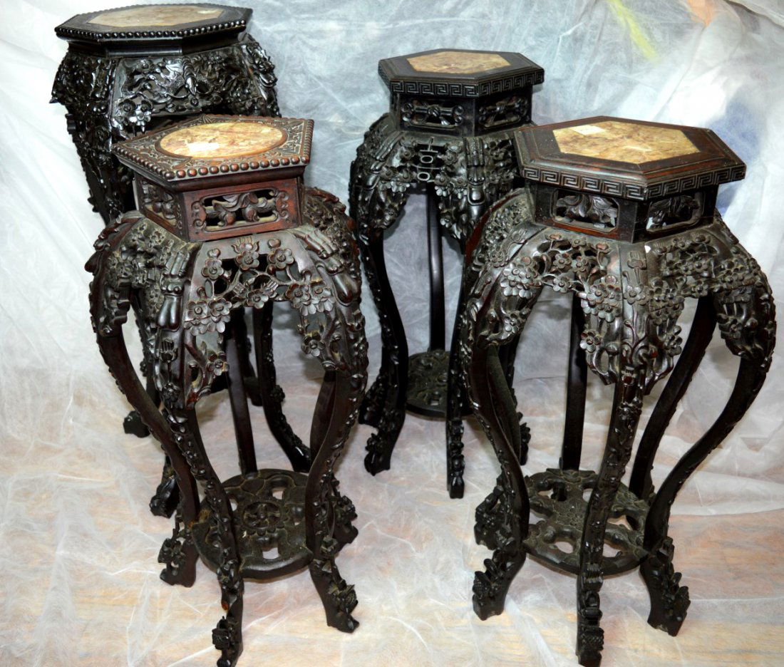 4 - Carved Multiple-Leg Chinese Hardwood Tables (1 of 10)
