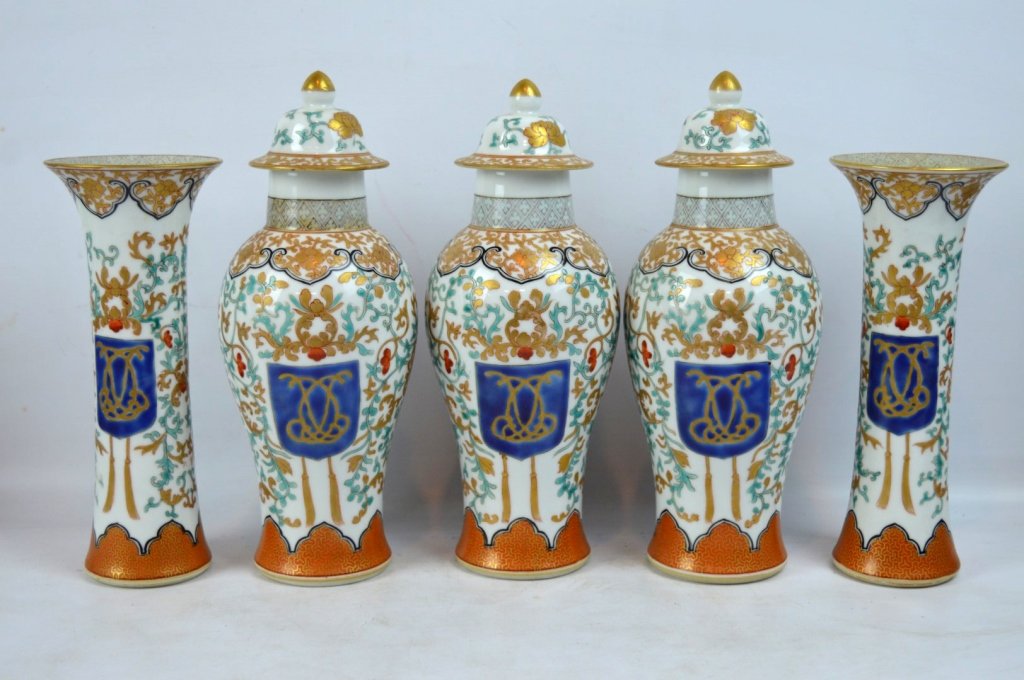 19th C Chinese Export 5-Piece Porcelain Garniture (1 of 10)