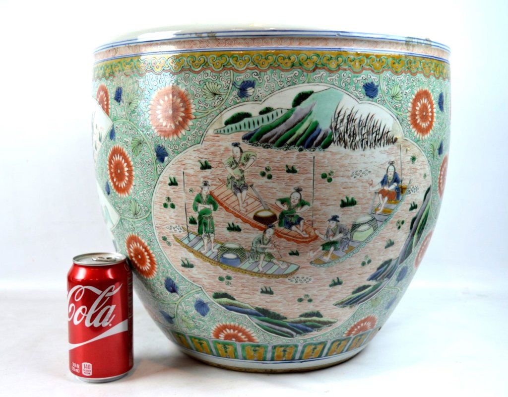 Good 19C Chinese Famille Verte Enameled Fish Bowl (1 of 10)