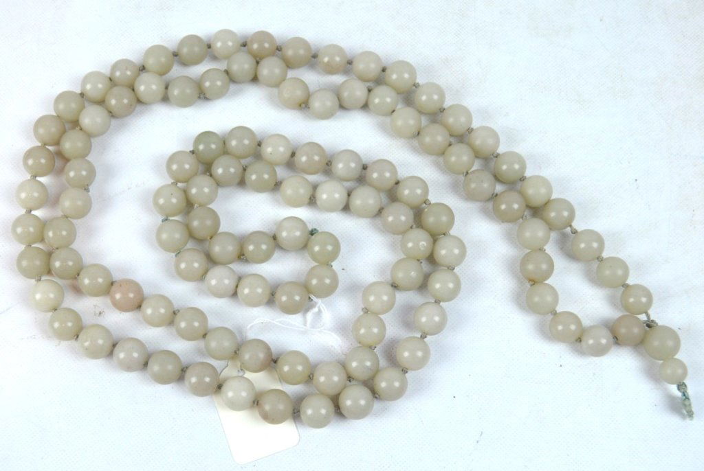 Group Antique Chinese Hardstone 108 Bead Rosary: Group Antique Chinese Hardstone 108 Bead Rosary in a pale white stone. Age related wear. See images for more information.