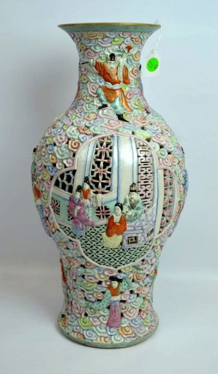 Large Chinese Famille Rose Double Wall Vase (1 of 10)