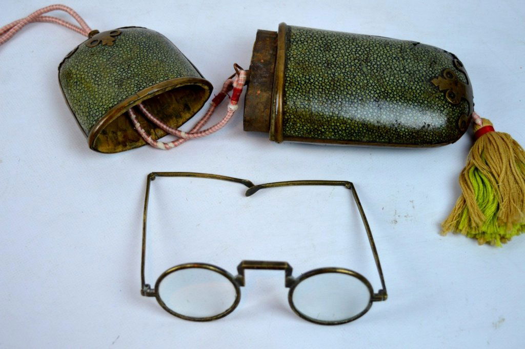 Pair of Old Chinese Bronze Eyeglasses & Case (1 of 6)