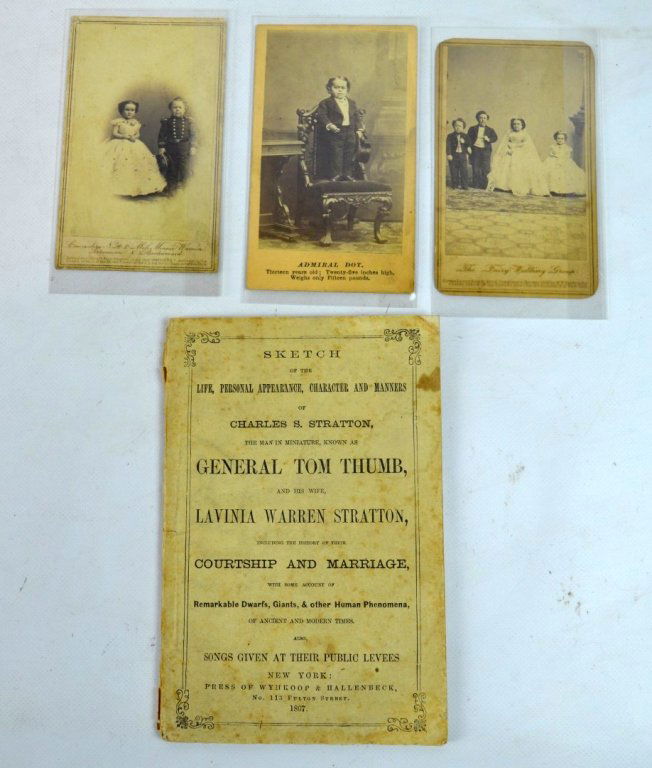 3 - Rare Autographed "Tom Thumb" CDV's & Book (1 of 10)