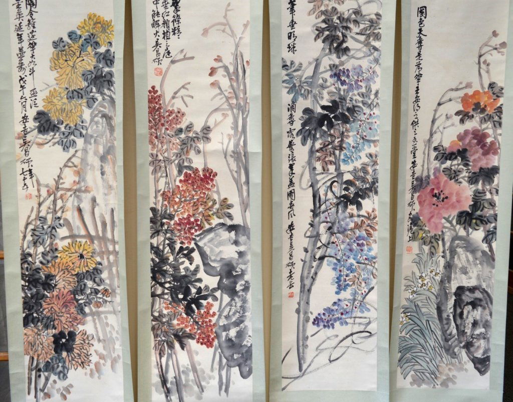 4- Chinese Color & Ink on Paper; Flowers 4 Seasons (1 of 9)
