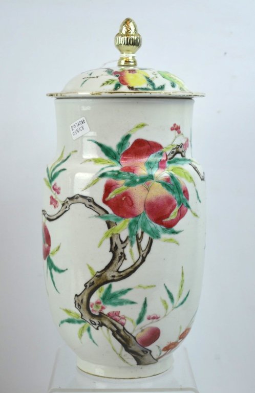Chinese Enameled Porcelain 9-Peach Vase (1 of 7)
