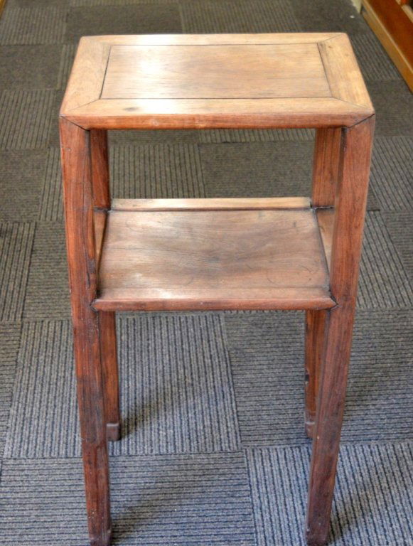 Chinese Hardwood Side Table with Shelf. (1 of 7)