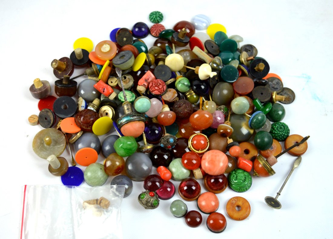 Large Quantity of Antique Chinese Hardstone Tops (1 of 8)