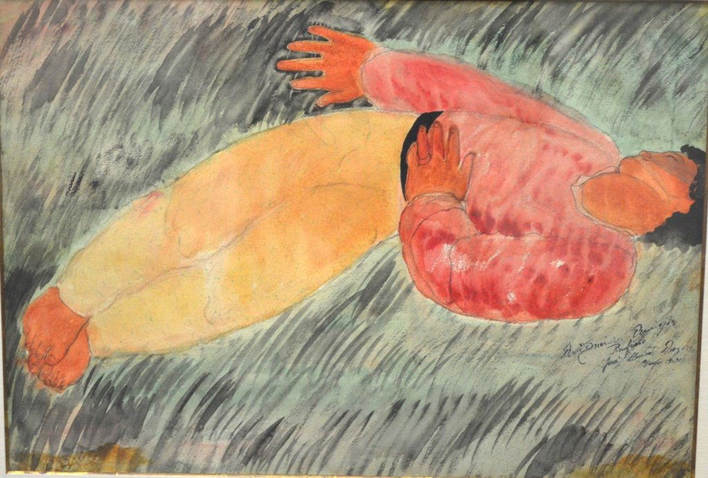 Mexican Sleeping Man Watercolor; Signed (1 of 7)