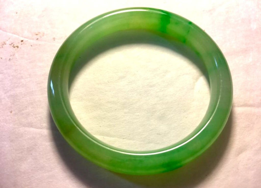 HK Lab Certified Natural, Green Jadeite Bangle (1 of 8)