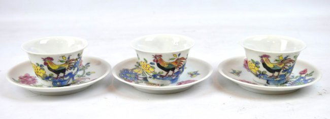 3 - Chinese Porcelain Teacups and Saucers (1 of 9)