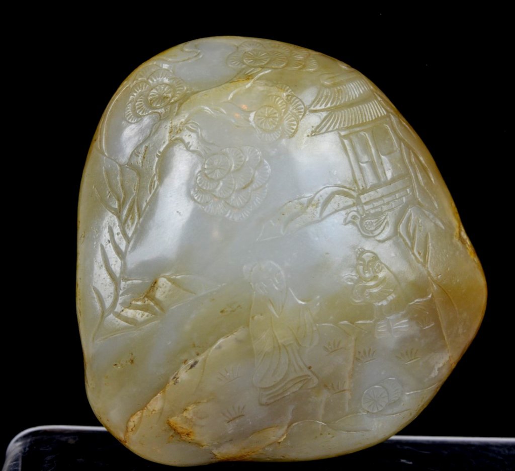 Antique Chinese Carved "Zigang" Jade Paperweight (1 of 7)