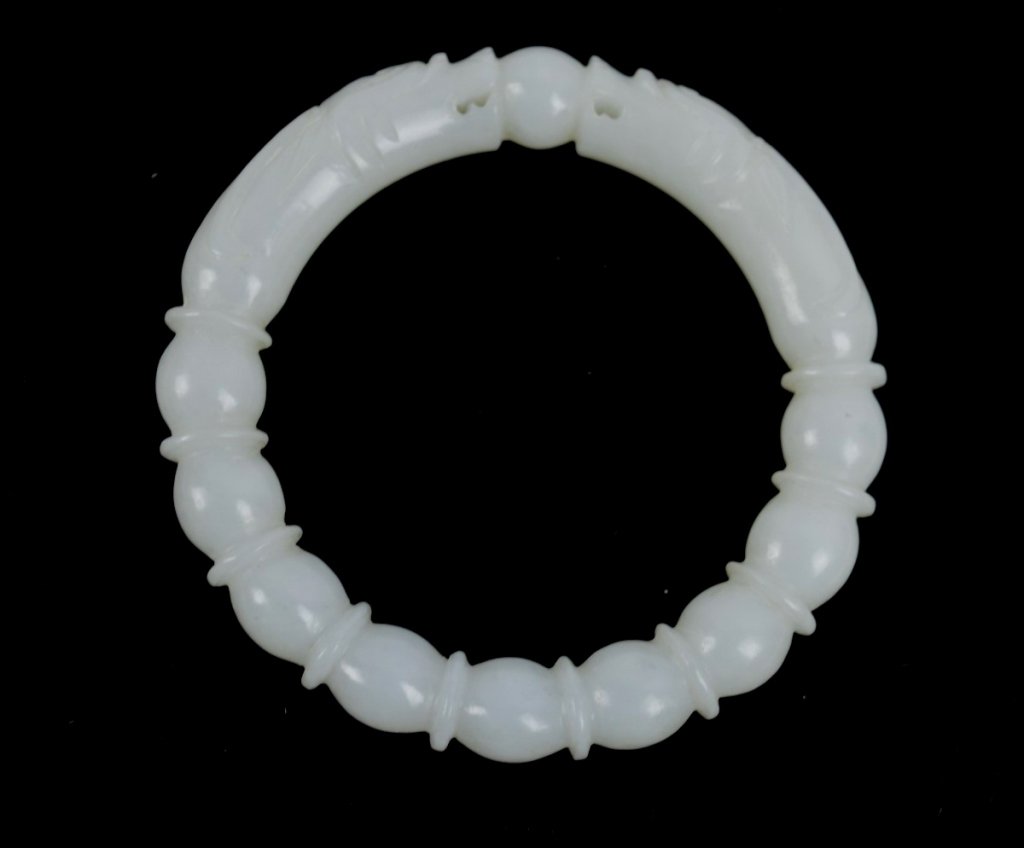 Old Chinese Carved White Jade Bangle (1 of 6)