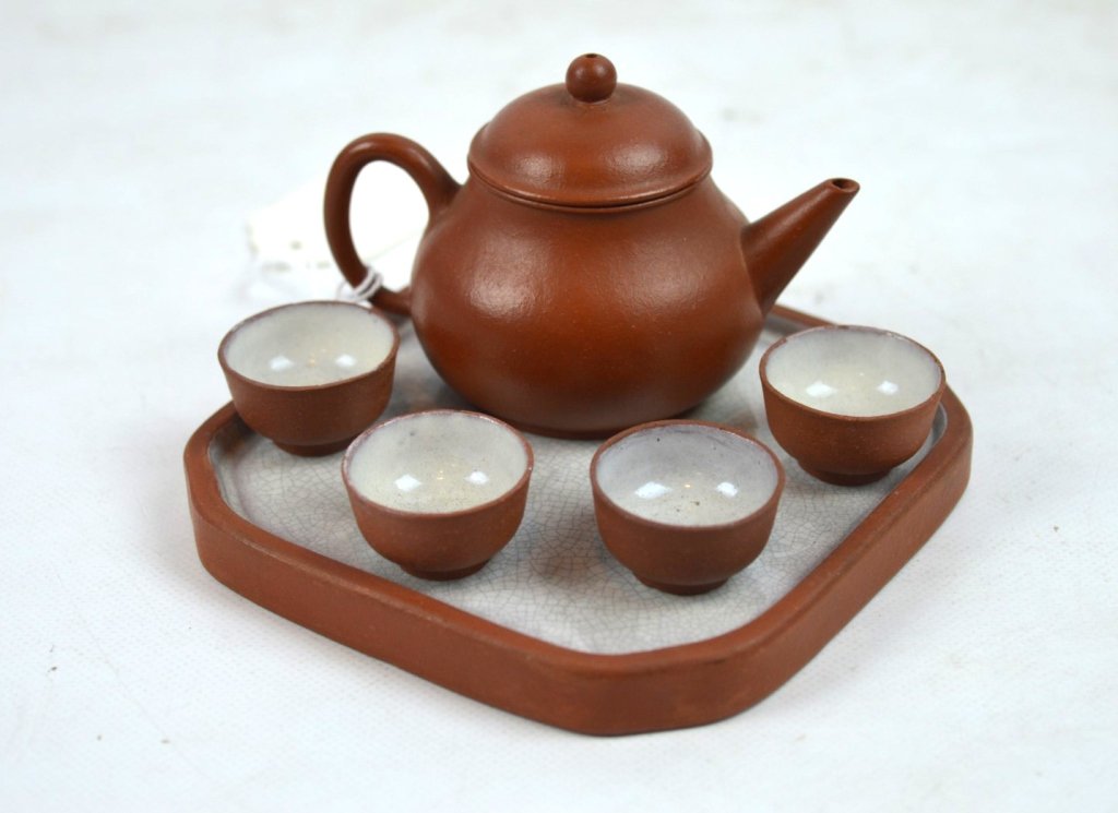 Rare Miniature Chinese Yixing Teapot, Cups, & Tray (1 of 8)