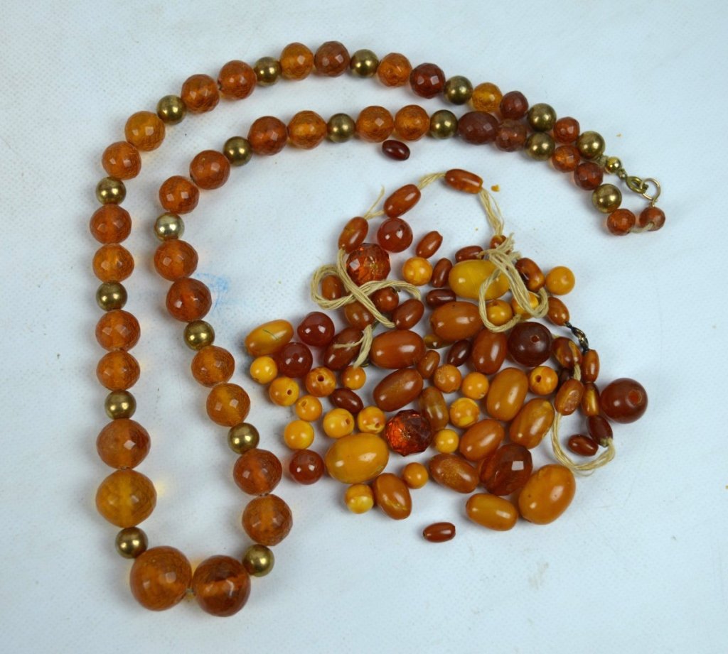 63G. Assorted Amber, Butterscotch, Silver Beads (1 of 6)
