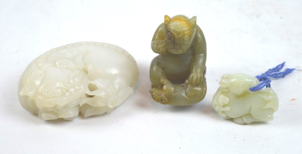 2 Chinese Carved Jades; 1 Chinese Carved Hardstone (1 of 7)