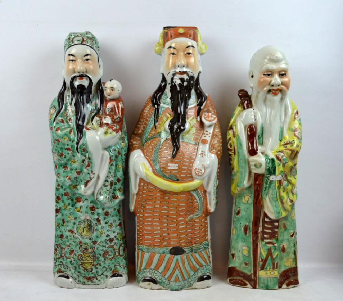 3 Pc Porcelain Figural Set of Chinese Star Gods (1 of 9)