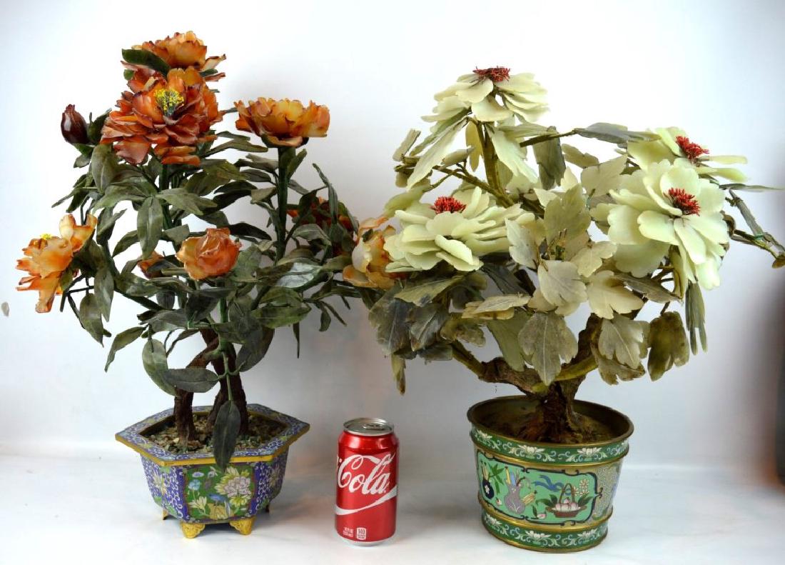 2 - Chinese Carved "Hard Stone Plants" in Cloisonne (1 of 8)