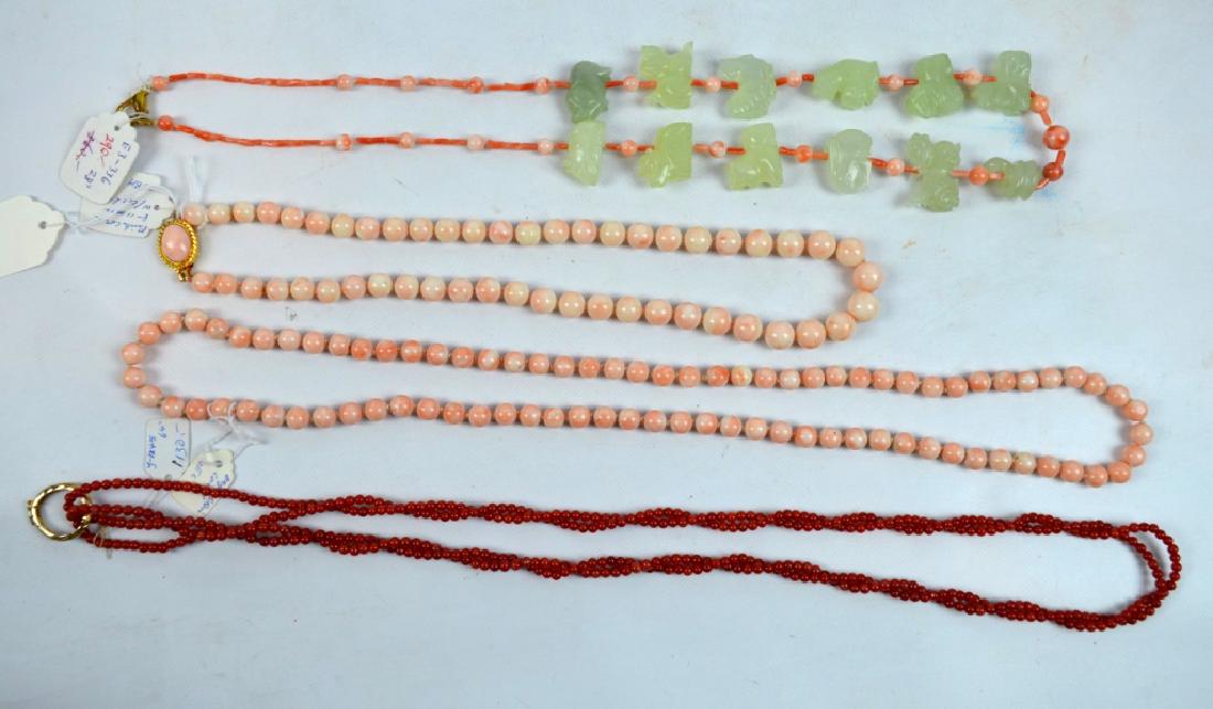 4 - Chinese Coral and/or Hardstone Bead Necklaces (1 of 6)