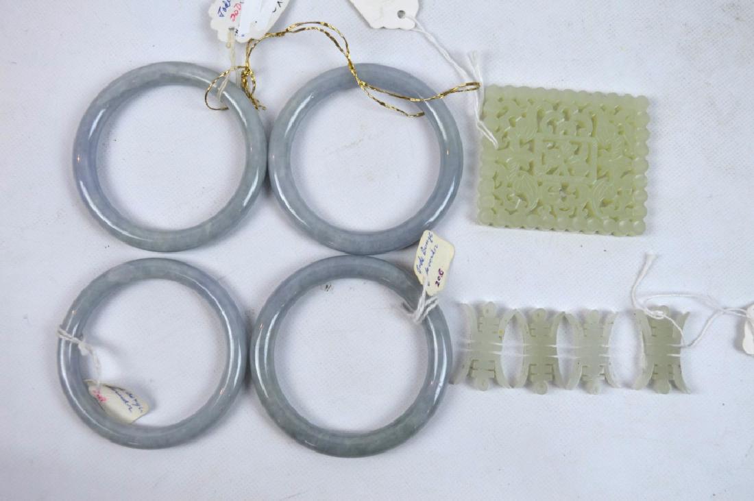 4 Chinese Jadeite Bangles, 5 White Jade Carvings (1 of 7)