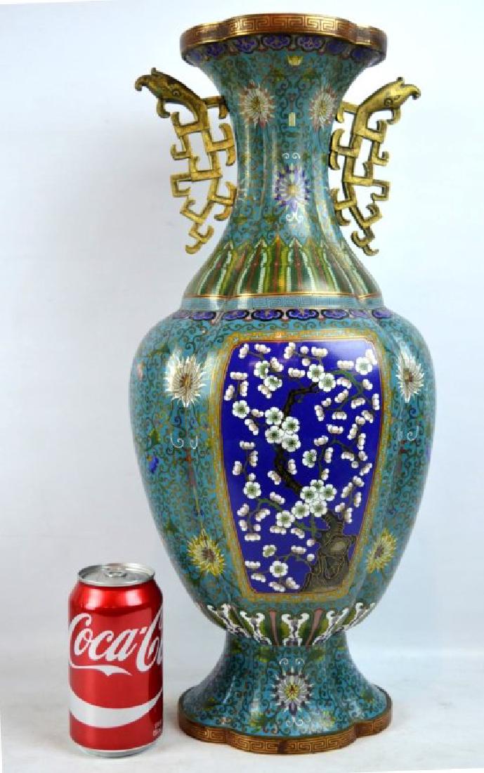 Large Signed Early 20th C Chinese Cloisonne Vase (1 of 10)