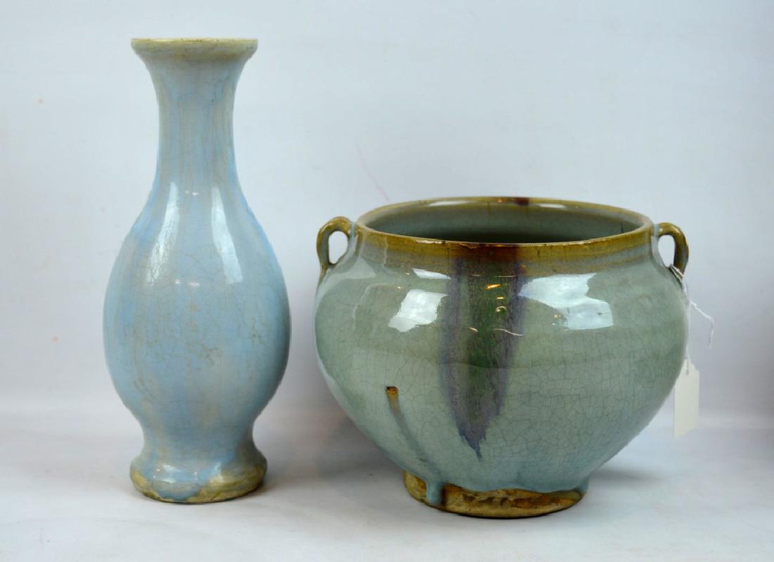 Chinese Junyao Jar & a Pale Blue Ceramic Vase (1 of 10)