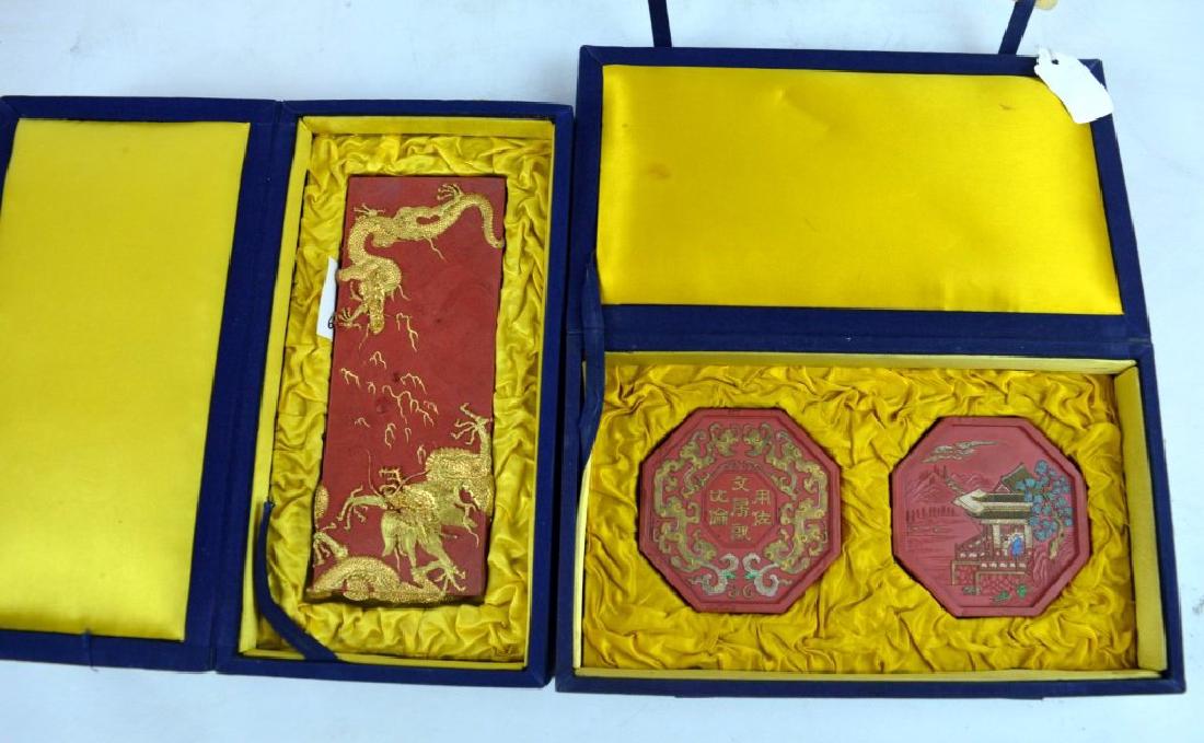 3 - Old Vermillion Ink Cakes in 2 Fitted Boxes (1 of 6)