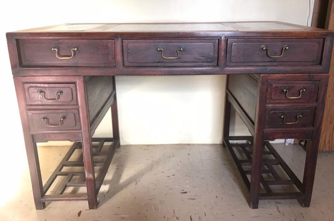 Good Chinese Hardwood 7 Drawer Desk (1 of 7)