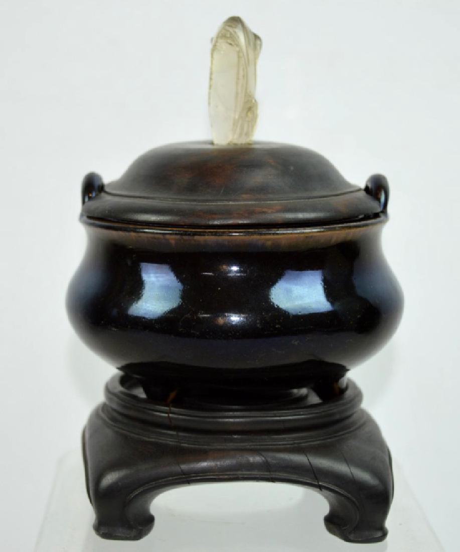 Early Qing Chinese Brown Glazed Ceramic Censer (1 of 8)