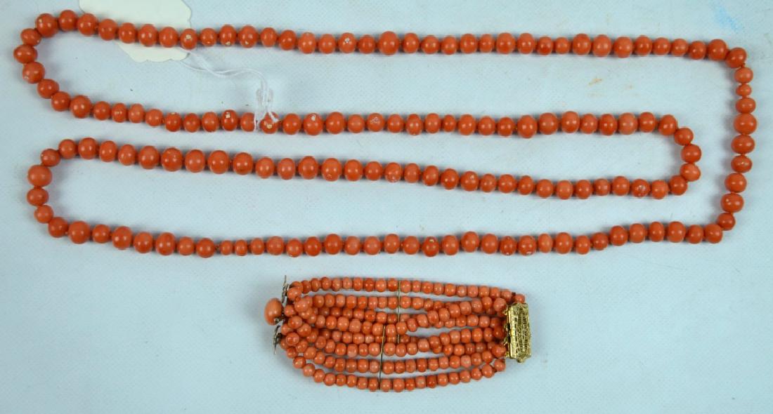 102 Grams of Coral Beads in Necklace & Bracelet (1 of 6)