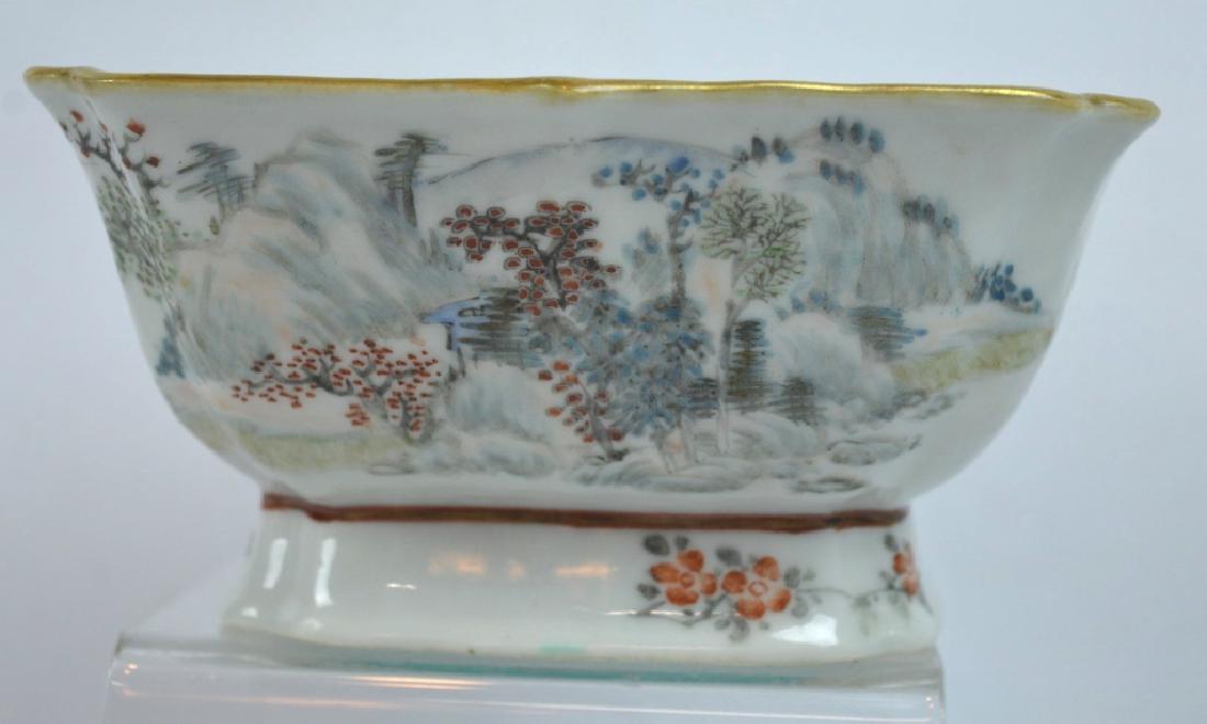 19th C Chinese Enameled Porcelain Square Bowl (1 of 6)