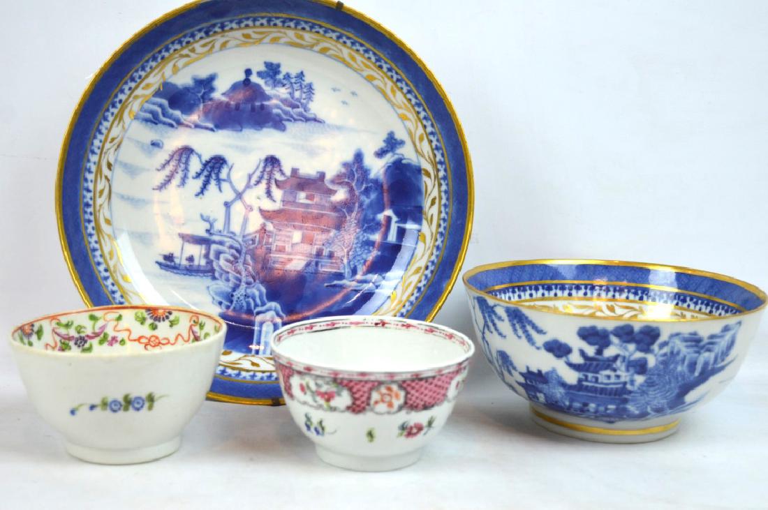4 - Chinese Porcelains; 2 Teacups, Bowl & Plate (1 of 9)