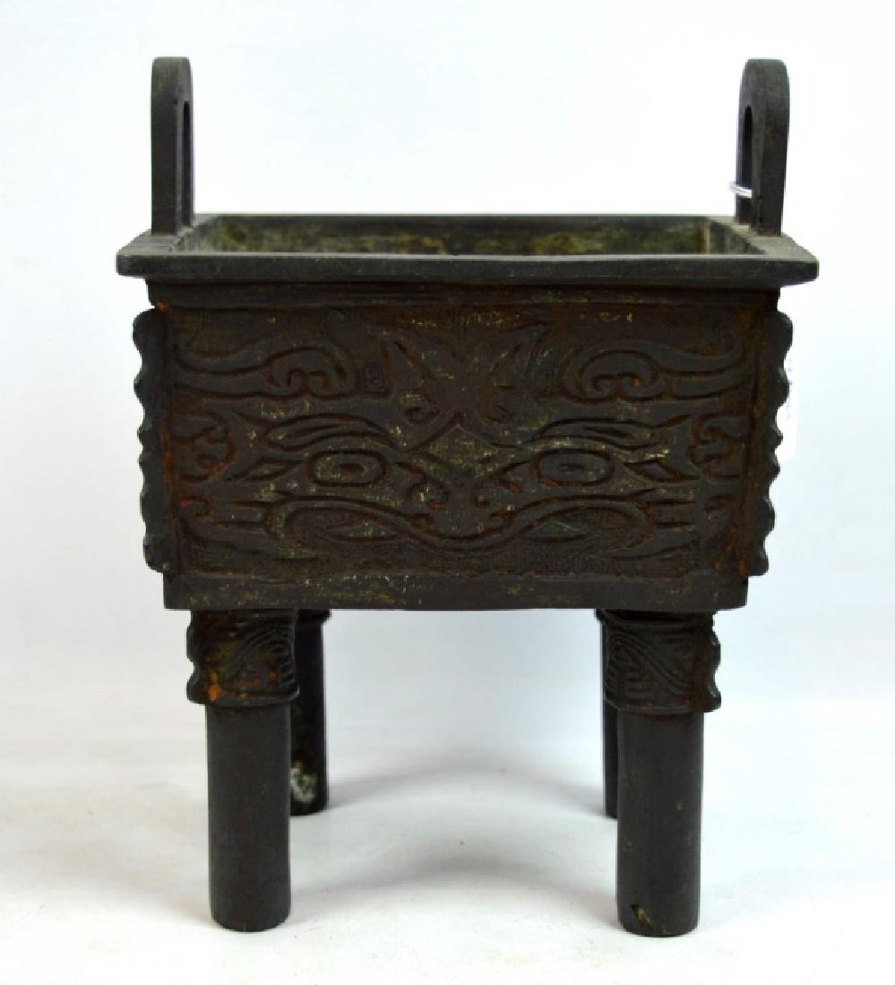 Rare Chinese Iron Archaic Ding Inscribed Censer (1 of 7)