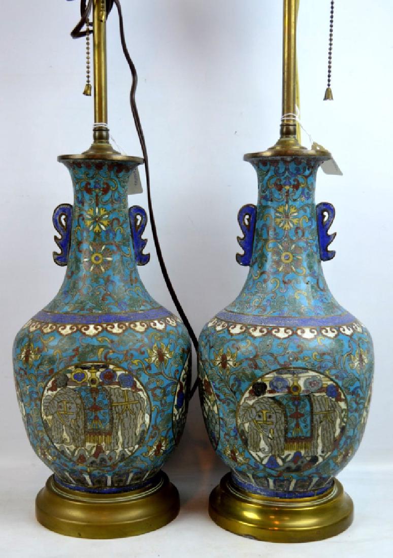 Good Pair 19th Century Chinese Cloisonne Vases (1 of 9)