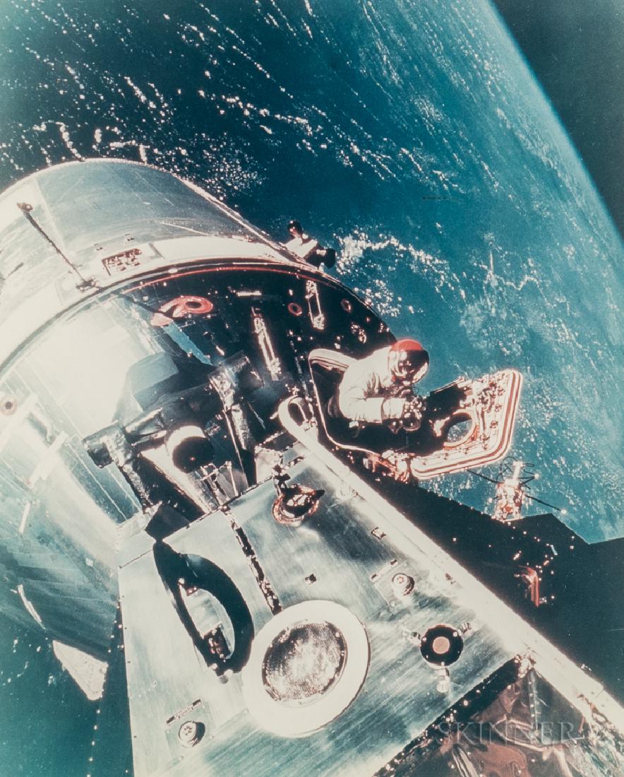 Russell Schweickart (American, b. 1935): Russell Schweickart (American, b. 1935) David Scott in the open hatch of the Command Module during stand-up EVA, Apollo 9, March 1969. Vintage chromogenic print on fiber-based Kodak paper with 'A Ko