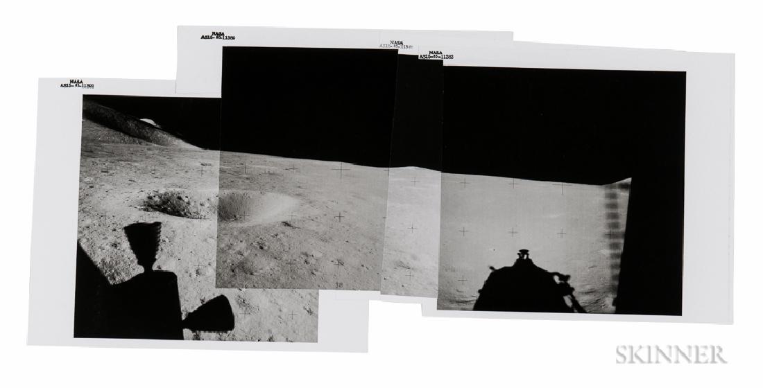 David Scott (American, b. 1932): David Scott (American, b. 1932) Panoramic view of the landing site taken from the Lunar Module window after touchdown, Apollo 15, August 1971. Numbered 'NASA AS15-85-11392,' 'NASA AS15-85-11389,' 'N